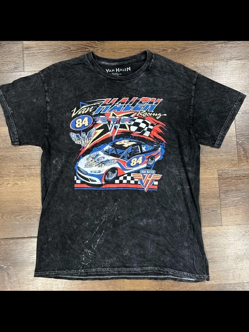 Van Halen Black Vintage Racing Graphic Tee - Short Sleeve